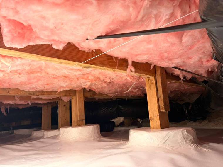Crawl space after new insulation